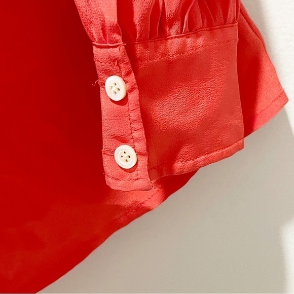 J CREW Women’s Coral LUCINDA Silk Long Sleeve Button Up Top Blouse Size 0 - Picture 5 of 7
